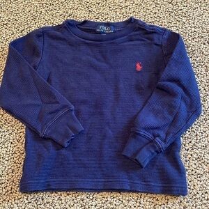 Polo Ralph Lauren Waffle Knit Navy Blue Shirt Size 4 in EUC